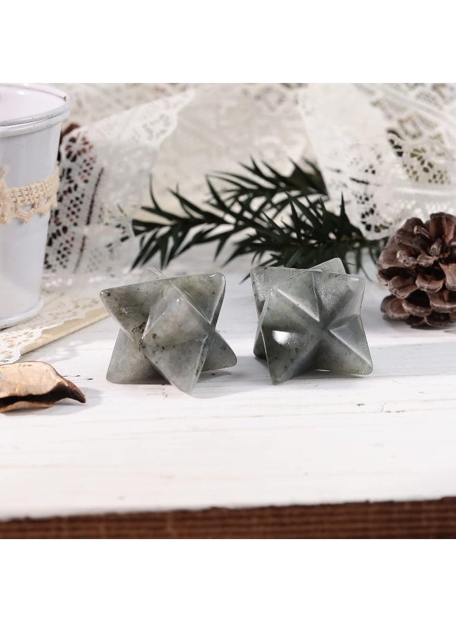 Loveliome Natural Moonstone Merkaba Crystal Protection Sacred Meditation Energy Generator Healing Chakra Six-Pointed Star 1 Inch - Image 5